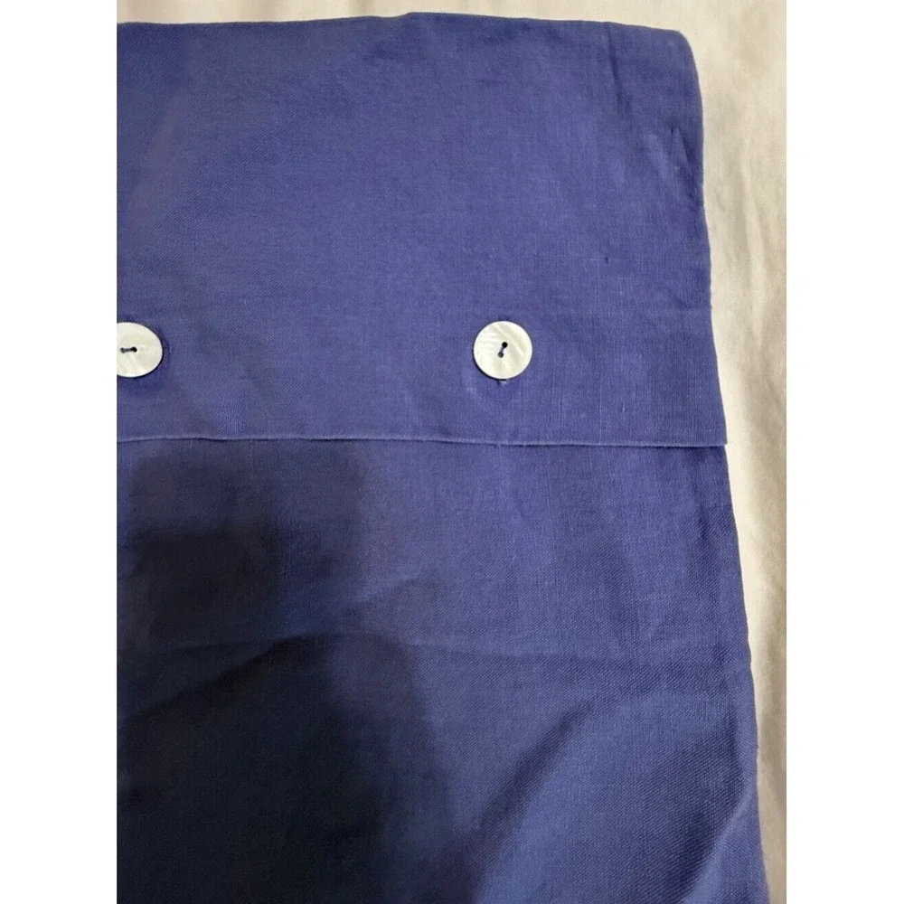 Pottery Barn 100% Linen Shams‎ Purple White Shell Like Buttons 19
